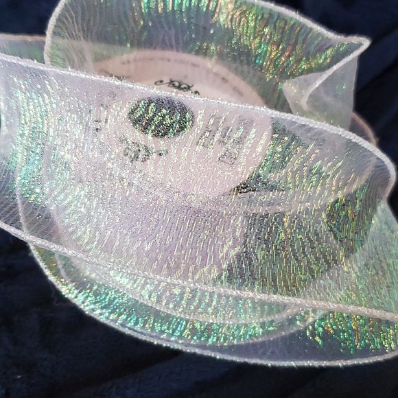 Vintage R-Tex Ribbon - Sheer Irridescent Shimmer Wired Edge 2.5" Wide x 3.5 Yrds - Picture 1 of 6